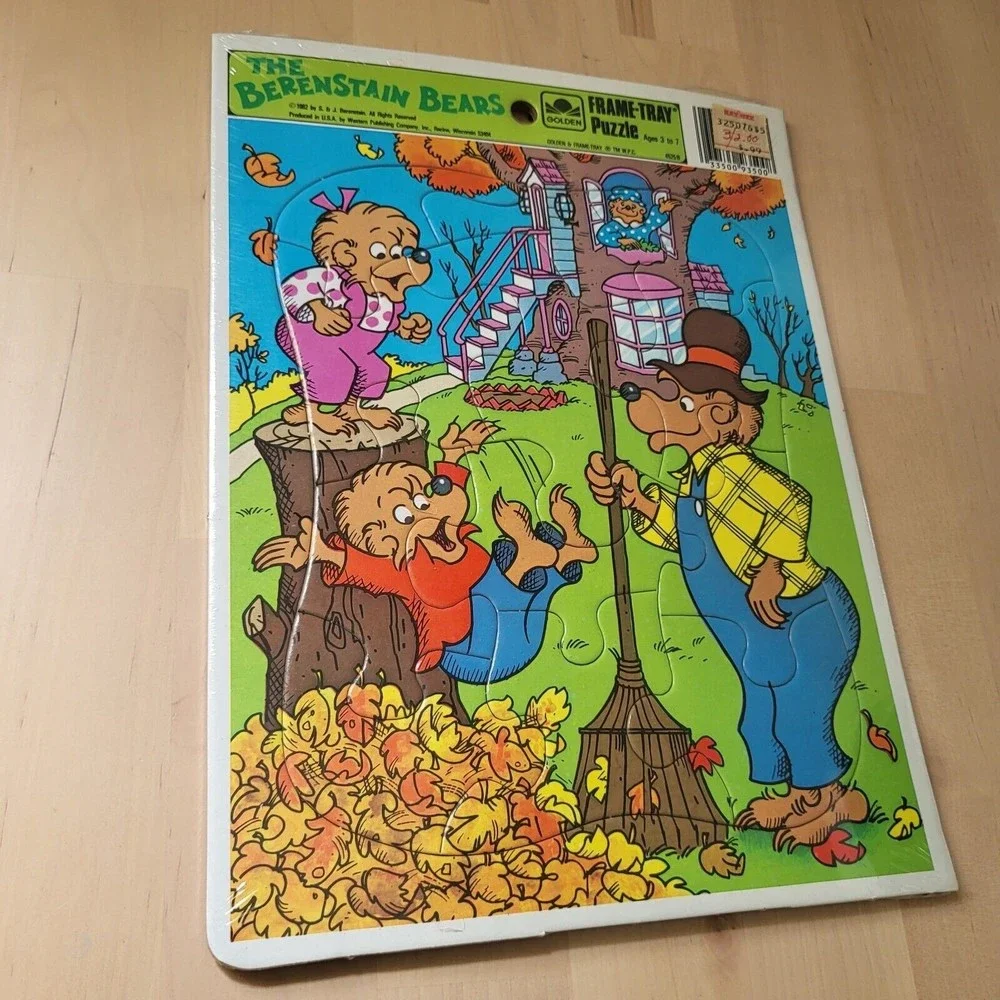 Vintage 80s Raggedy Ann and Andy Puzzle Berenstain Bears Frame-Tray Lot Of 4